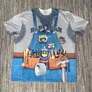 FalixReal Photo Realistic Mens‎ XL The Handyman Funny Graphic T Shirt Gray Blue